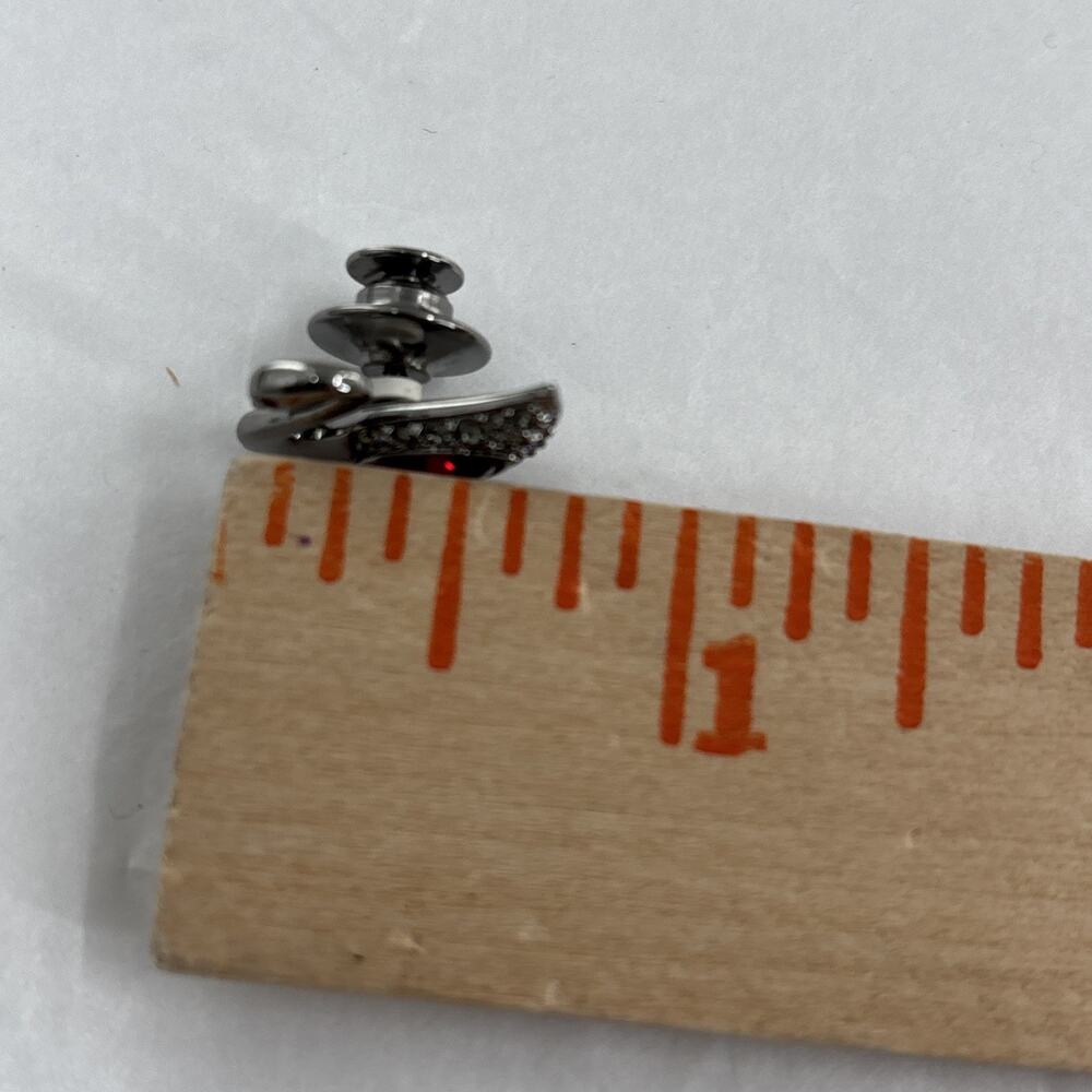 Swarovski Red Crystal Silver Tone Swan Lapel Pin Tie Tack - Picture 9 of 9